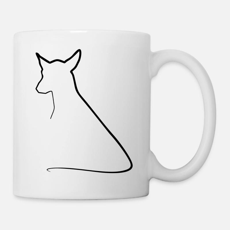 Hund sitzend Umriss Linie Freund des Menschen süß - Tasse - Weiß