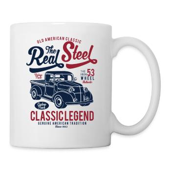 THE REAL STEEL - Vintage Retro Truck Shirt Design - Mug - white - Right