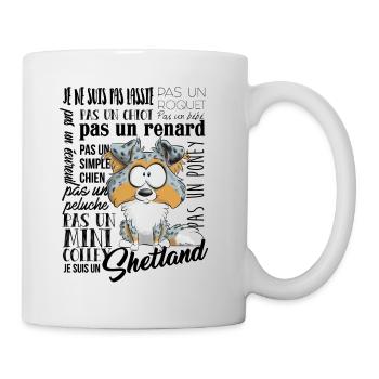 Ich bin Shetland - Blue Merle Tricolor EN - Tasse - Weiß - Rechts