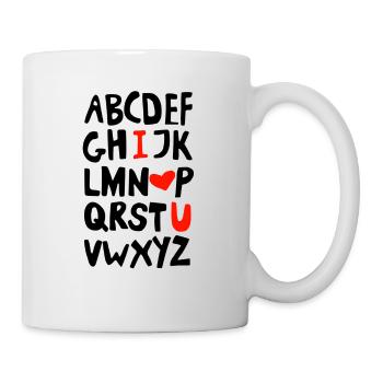 I love you - Ich liebe Dich - Alphabet - ABC - Tasse - Weiß - Rechts