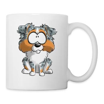 I am Australian Shepherd Blue Merle Tricolore - Mug - white - Right