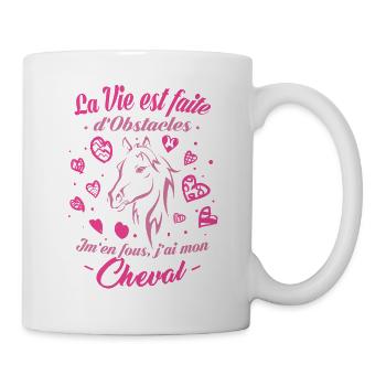 T-shirt équitation - J'ai mon Cheval - Mug blanc - blanc - Droite