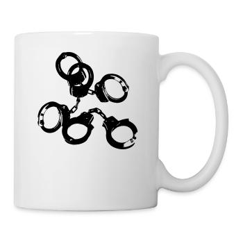 Handschellen Fesseln Used Look JGA Game over Stahl - Tasse - Weiß - Rechts