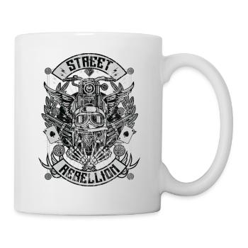 STREET REBELLION - Biker & Motorrad Shirt Geschenk - Tasse - Weiß - Rechts