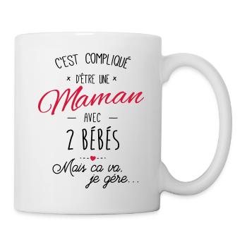maman avec 2 bébés - Mug blanc - blanc - Droite