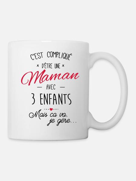maman on 3 enfants - Mug blanc - blanc