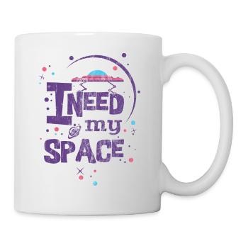 LILA J'AI BESOIN DE MON ESPACE - soucoupes dictons chemise - Mug blanc - blanc - Droite