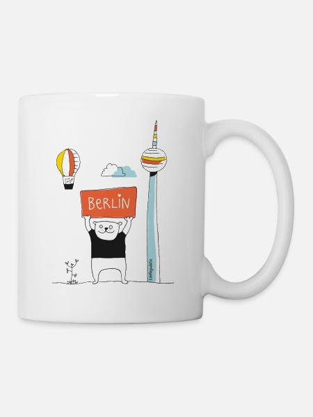 Berliner Bär + Fernsehturm | farbig | littlepublic - Tasse - Weiß