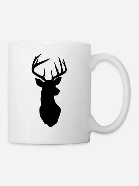 Elch Hirsch Silhouette Kleidung Umriss Geschenk - Tasse - Weiß
