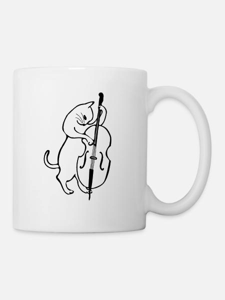 Contrebasse chat Jazz - Mug blanc - blanc