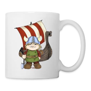 Wikinger Erik mit Schiff - Tasse - Weiß - Rechts