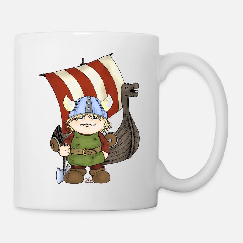 Wikinger Erik mit Schiff - Tasse - Weiß