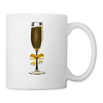 Vin mousseux dans un verre avec arc - Mug blanc - blanc - Droite