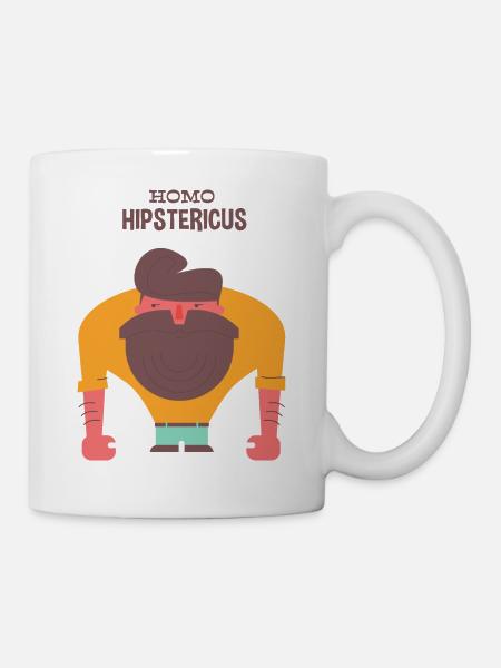 HIPSTER HUMAN dessin animé comique cadeau Hipsta - Mug blanc - blanc