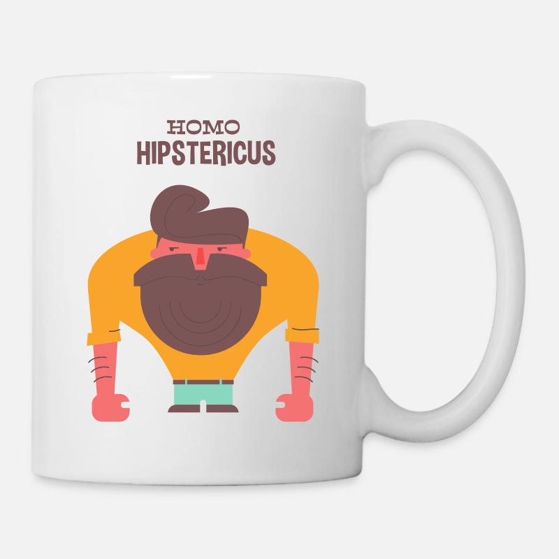 HIPSTER HUMAN dessin animé comique cadeau Hipsta - Mug blanc - blanc