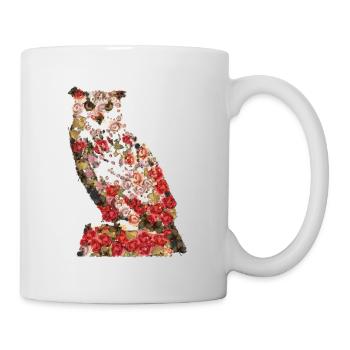 Portrait of the great vintage owl. Owl, owl - Mug - white - Right