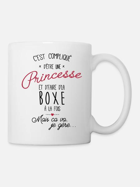 princesse et Boxe - boxeuse - Mug blanc - blanc