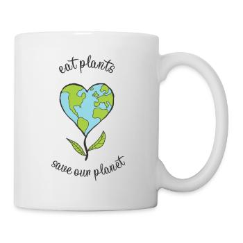 eat plants save our planet - Tasse - Weiß - Rechts