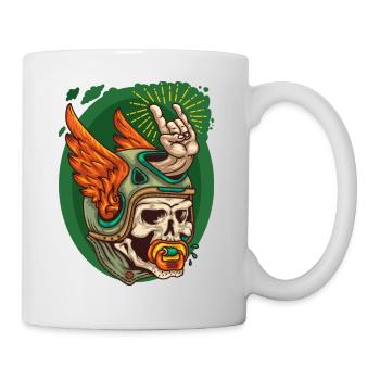 Skull with helmet and pacifier - Mug - white - Right