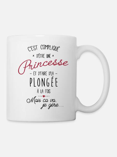 princesse et Plongée - Mug blanc - blanc