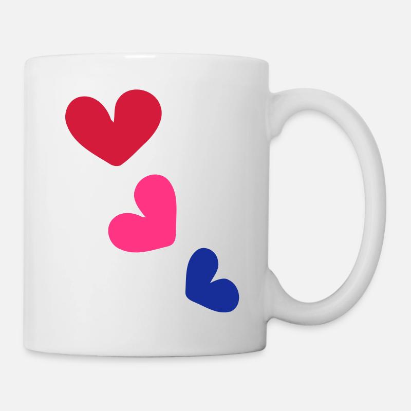 3_colorful Herzen - Tasse - Weiß