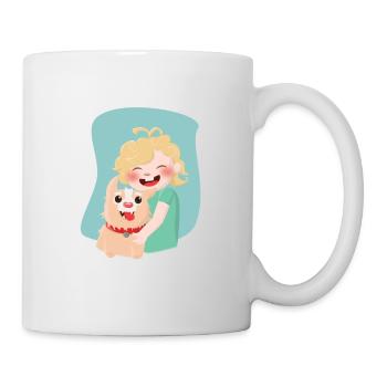 Enfant avec un chien - Mug blanc - blanc - Droite