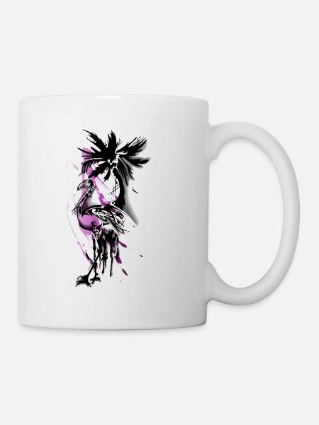Flamingo street art style black - Mug - white