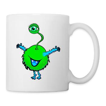 vert monstre avec un oeil - Mug blanc - blanc - Droite