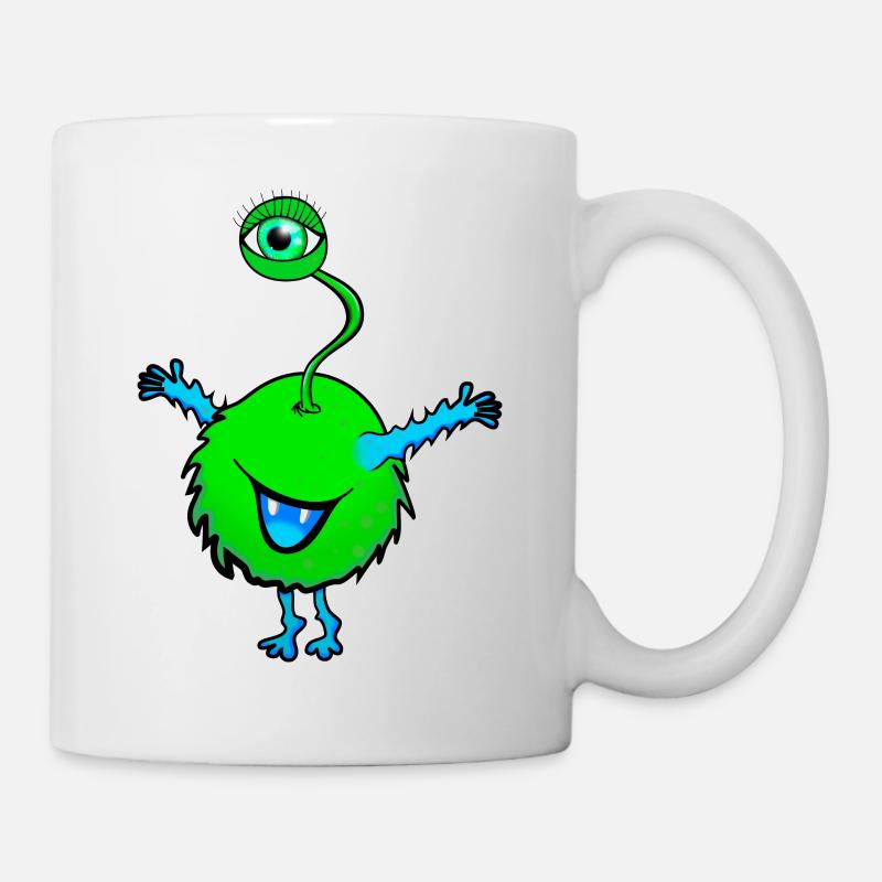 vert monstre avec un oeil - Mug blanc - blanc