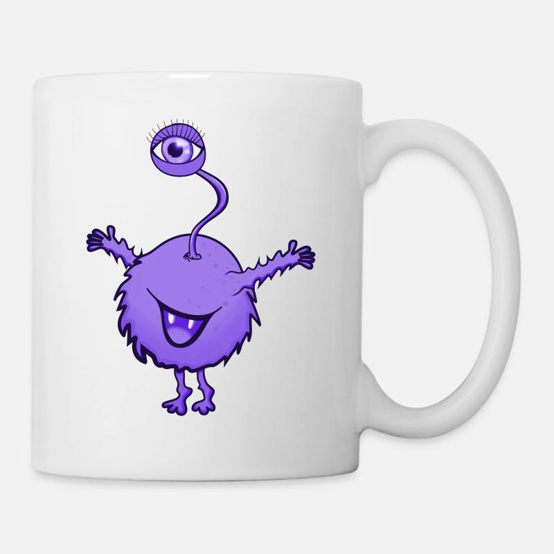 Monster lila mit einem Auge - Tasse - Weiß