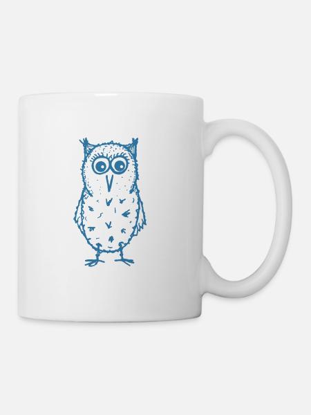 Eule Max blau - Tasse - Weiß