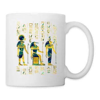 Egyptian Deities on hieroglyphics gold and marble - Mug - white - Right
