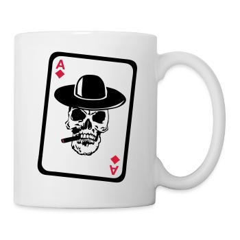 Poker-Ass Schädel Tod Kopf tot Karte MAP4 - Tasse - Weiß - Rechts