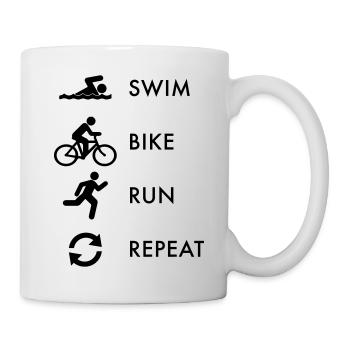 Triathlon Swim, Bike, Run, Repeat - Tasse - Weiß - Rechts