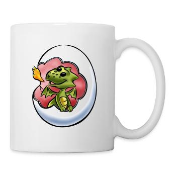 Baby Drache schlüpft aus Drachen Ei Dragon Egg - Tasse - Weiß - Rechts