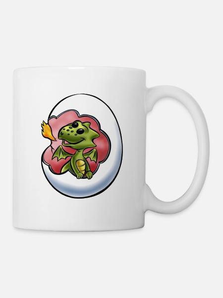Baby Dragon hatches from Dragon Egg Dragon Egg - Mug - white