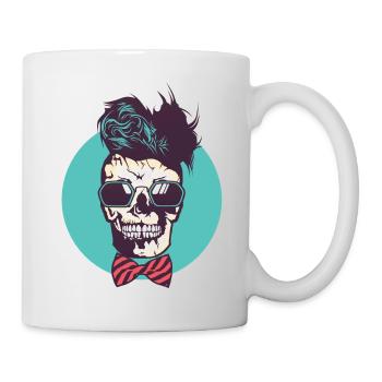 tete de mort hipster noeud papillon skull crane lu - Mug blanc - blanc - Droite