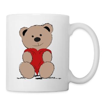 Teddybär mit Herz - Tasse - Weiß - Rechts