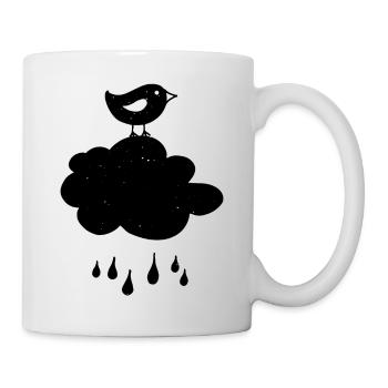 Bird rain cloud weather drawing - Mug - white - Right