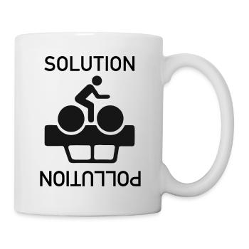 Le vélo est la solution pour les voitures POLLUTION - Mug blanc - blanc - Droite