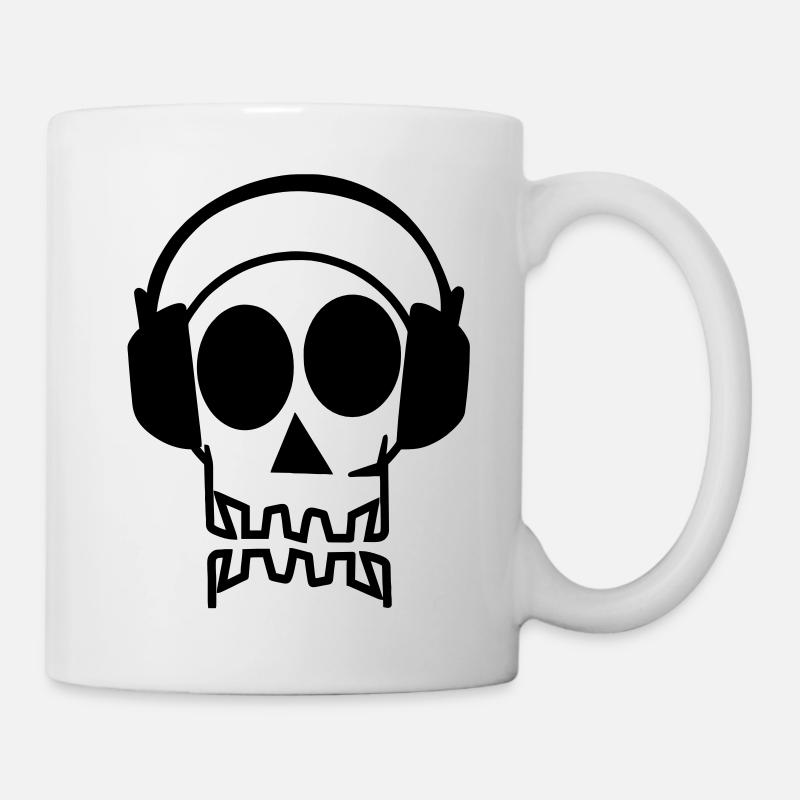 totenkopf mit kopfhörer - Tasse - Weiß