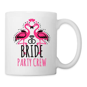 Bride Braut Party Crew JGA Flamingos Eheringe 103 - Tasse - Weiß - Rechts