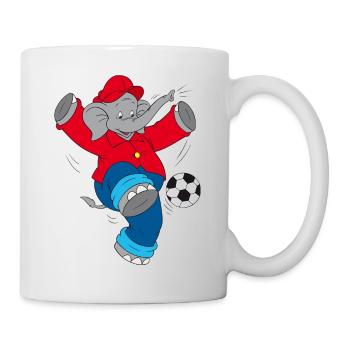 Benjamin Blümchen spielt Fußball - Tasse - Weiß - Rechts