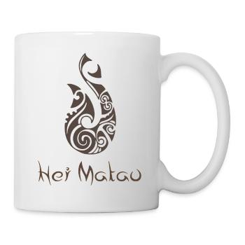 Maori Hei Matau Crochets de tatouage Idée cadeau - Mug blanc - blanc - Droite
