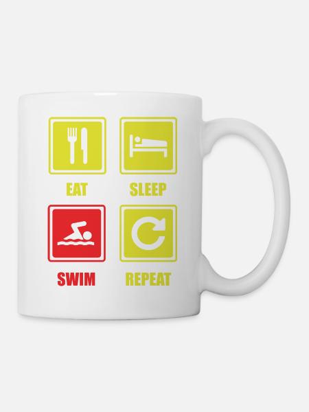 Schwimmen. Schwimmer. Swimming. Geschenk - Tasse - Weiß