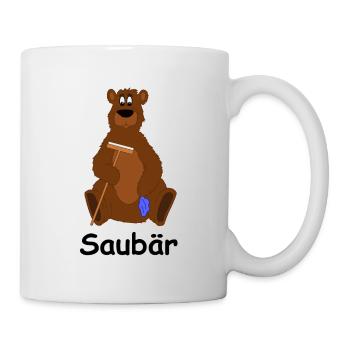 Bär Sauber Geschenk Geschenkidee Sport Lappen - Tasse - Weiß - Rechts