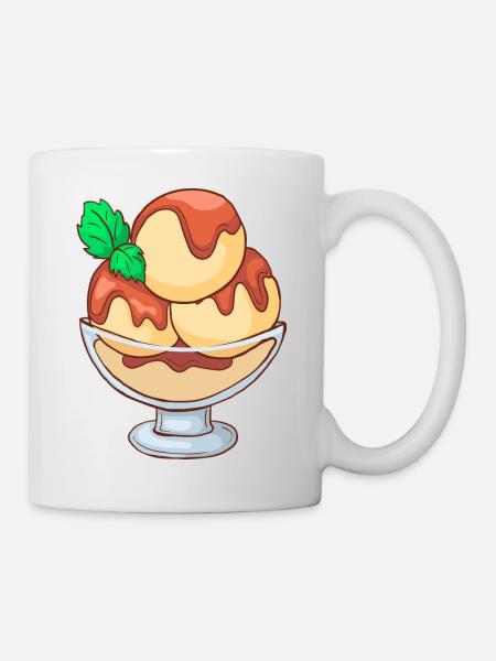 Eis Speiseeis Eiskrem Eiscreme Kugeleis Eisbecher - Tasse - Weiß
