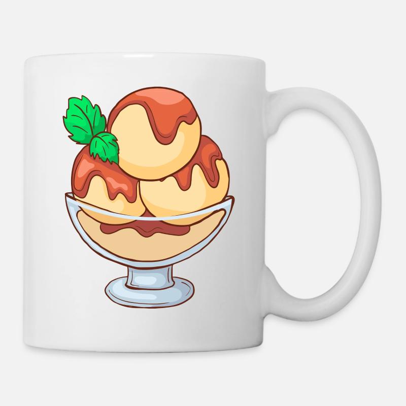 Crème glacée, crème glacée, crème glacée, crème glacée, boule, crème glacée, sundae - Mug blanc - blanc
