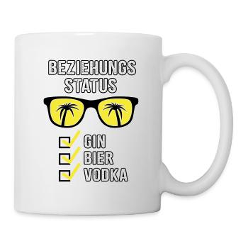 Mallorca Shirt Beziehungsstatus Gin Bier Vodka - Tasse - Weiß - Rechts