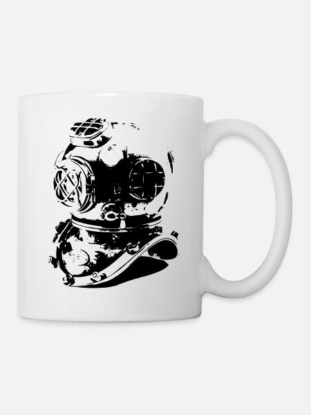 Vieux casque de plongée - Mug blanc - blanc
